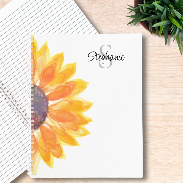 Name Monogram Sunflower Notebook (Creator Uploaded)