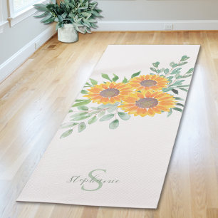 Name Monogram Sunflower Yoga Mat