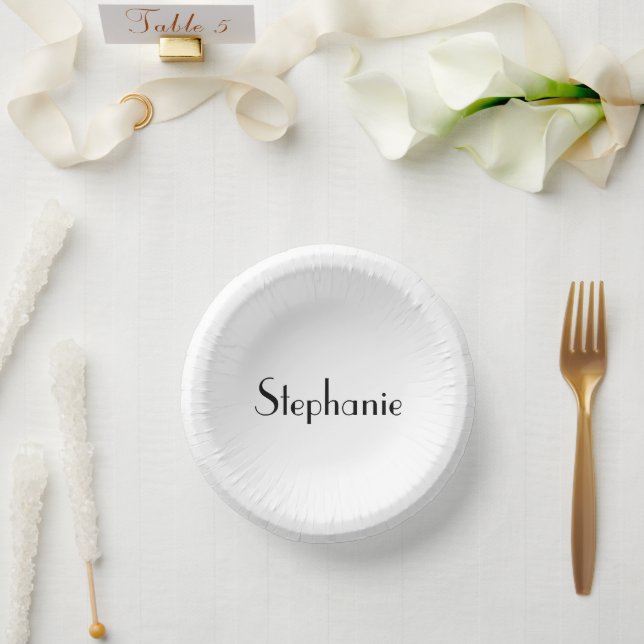 Name Monogram Template Black White Custom Cute Paper Plate (Wedding)
