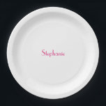 Name Monogram Template Pink White Custom 2024 Paper Plate<br><div class="desc">Designed with text template for monogram name and elegant two tone background in pink and white,  this is great for occasions like weddings,  bridal shower,  birthdays,  anniversary,  Christmas,  holidays etc. You may change the background colour as you wish.</div>