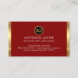 Name Monogram With Gold Frame Business Card