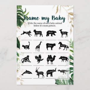 Name my Baby Gold Safari Baby Shower Game Invitation
