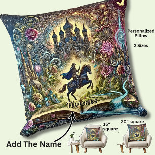 Name, Mythical Horse Rider Castles Adventures Cushion