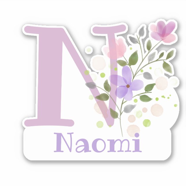 Name Naomi plus Initial with Floral Design (Front)