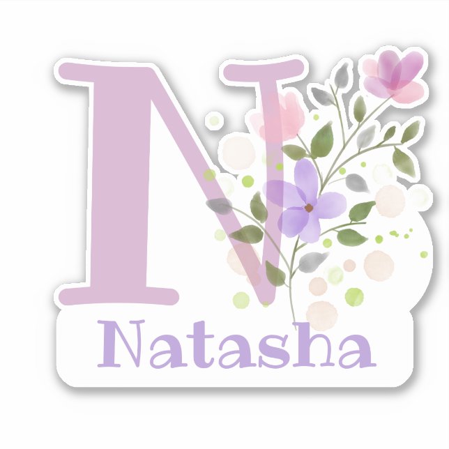 Name Natasha & Initial with Floral Design (Front)