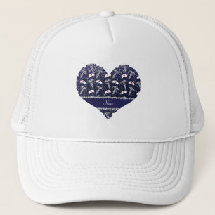 Name navy blue glitter nurse hats silver caduceus