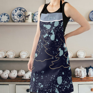 Name navy gold tree white snow cabin lake house  apron