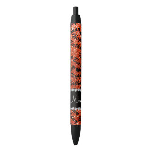 Name neon orange glitter happy birthday balloons black ink pen