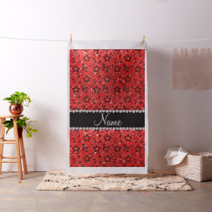 Name neon red glitter music notes stars fabric