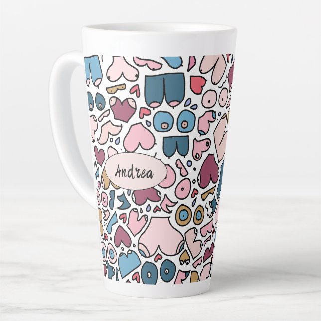 Name neutral breast pattern latte mug (Left Angle)