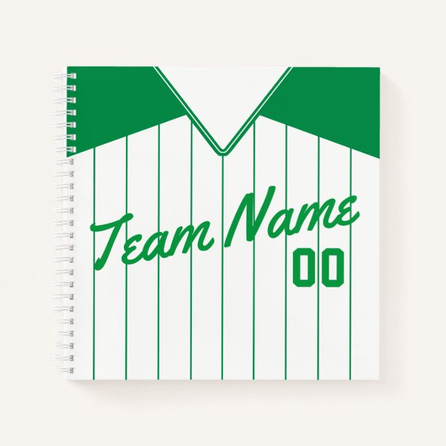 Name & Number Baseball Softball Green Jersey   Notebook (Front)