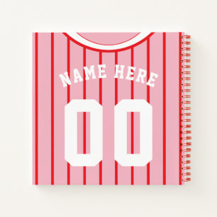Name & Number Baseball Softball Jersey Notebook