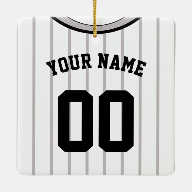 Name & Number Baseball Softball Jersey Template Ceramic Tree Decoration (Back)