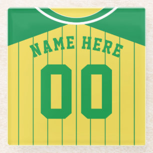 Name & Number Coaster Green Pinstripe Baseball