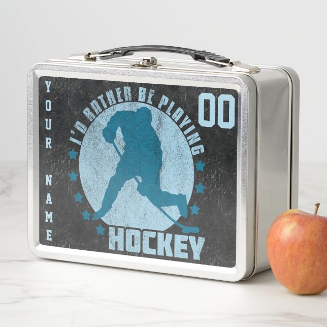 Name & Number Custom Ice Hockey Lunch Box (In Situ)