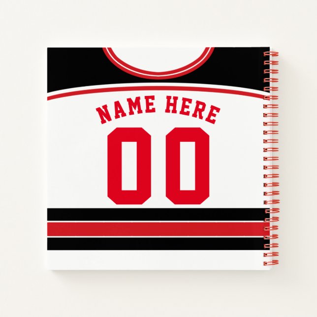 Name & Number Ice Hockey Jersey Notebook (Back)