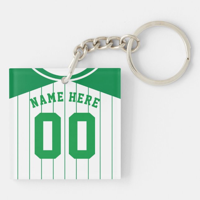 Name & Number Jersey Keyring, Baseball Softball Key Ring (Back)