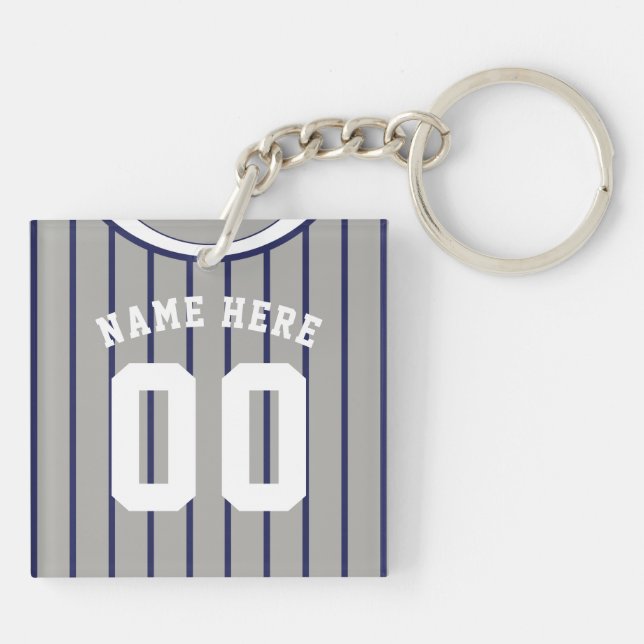 Name & Number Jersey Keyring, Baseball Softball Key Ring (Back)