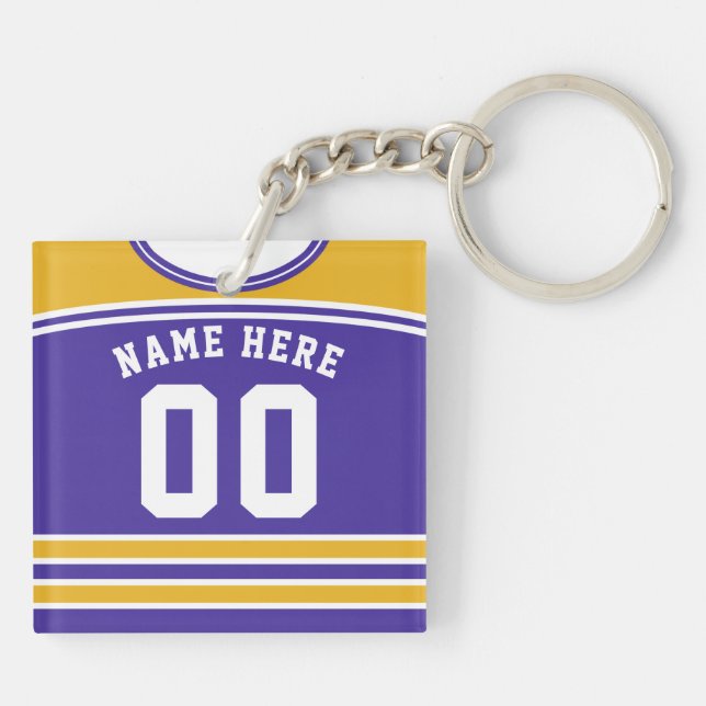 Name & Number Jersey Keyring, Hockey Lacrosse Key Ring (Back)