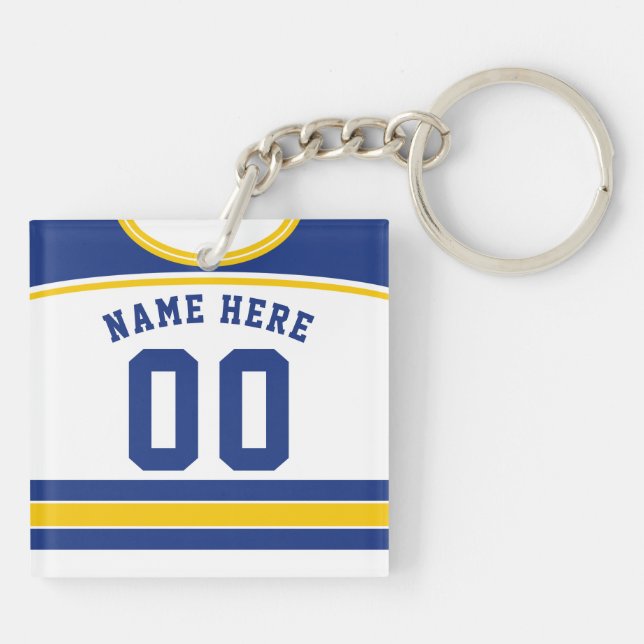 Name & Number Jersey Keyring, Hockey Lacrosse Key Ring (Back)