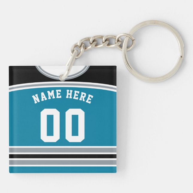 Name & Number Jersey Keyring, Hockey Lacrosse Key Ring (Back)