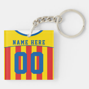 Name & Number Jersey Keyring, Soccer, Football Key Ring