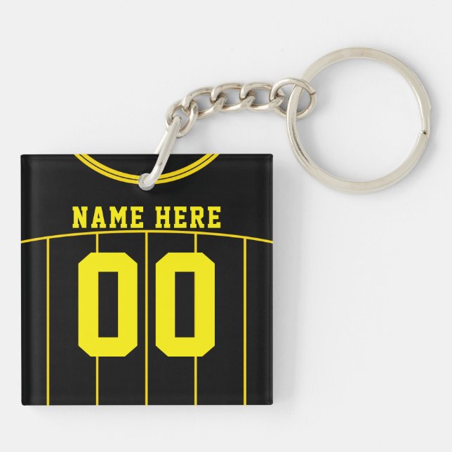 Name & Number Jersey Keyring, Soccer, Football Key Ring (Back)