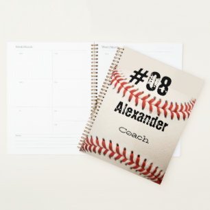 Name Number Position Custom White Baseball   Planner