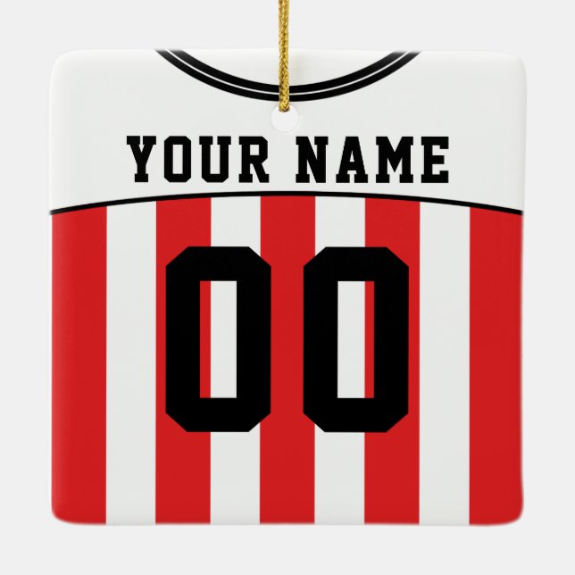 Name & Number Soccer Football Jersey Template Ceramic Ornament (Back)