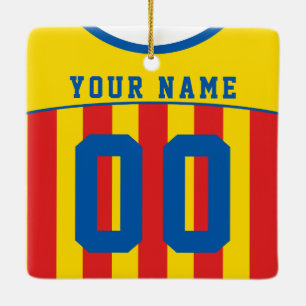 Name & Number Soccer Football Jersey Template Ceramic Ornament