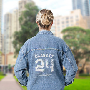 Name & Number Sports Coach Graduation Custom Denim Jacket