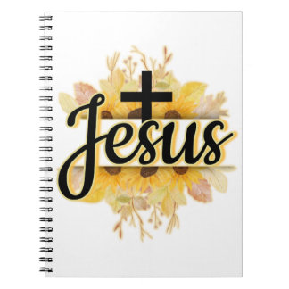 Name of Jesus w/sunflower&cross spiral Notebook