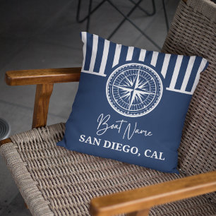 Name of your boat Nautical Compass Cushion