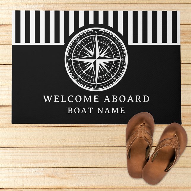 Name of your Boat Nautical Compass Doormat (Creator Uploaded)