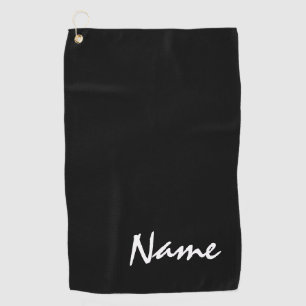 Name on black background golf towel