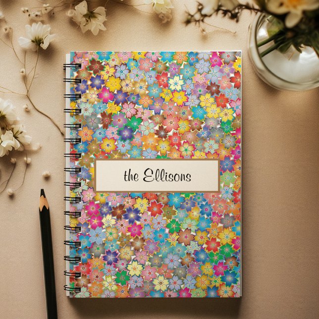 Name on Bright & Colourful Tiny Flowers 6.5 x 8.75 Notebook (Creator Uploaded)