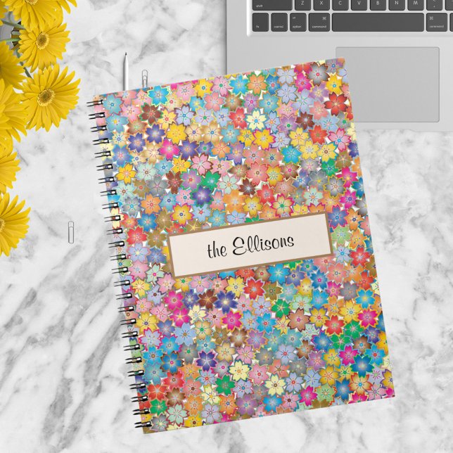 Name on Bright & Colourful Tiny Flowers 6.5 x 8.75 Notebook (Creator Uploaded)