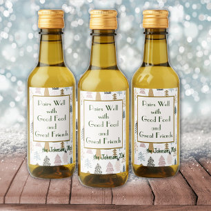 Name on Country Christmas Trees Set of (10) Wine Label