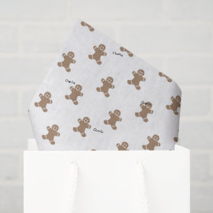 Name on Gingerbread Man Iced Cookie Pattern Tissue Paper
