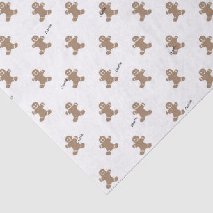 Name on Gingerbread Man Pattern Tissue Paper