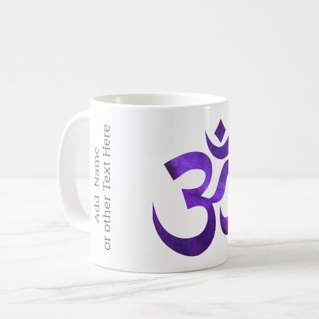 Name on Purple Space Om Symbol 11oz Coffee Mug (Front Left)