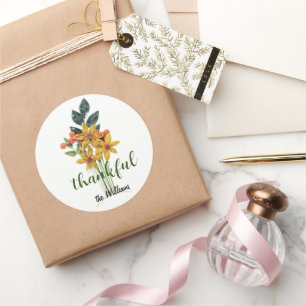 Name on Quilled Autumn Flowers 3-inch thankful Classic Round Sticker