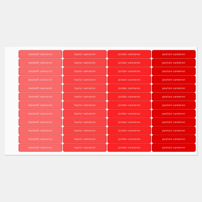 Name on Tomato Red Adhesive (Sheet)