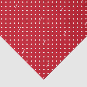 Name on Trendy Red & White Polka Dots Tissue Paper