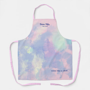 name on watercolored pink apron