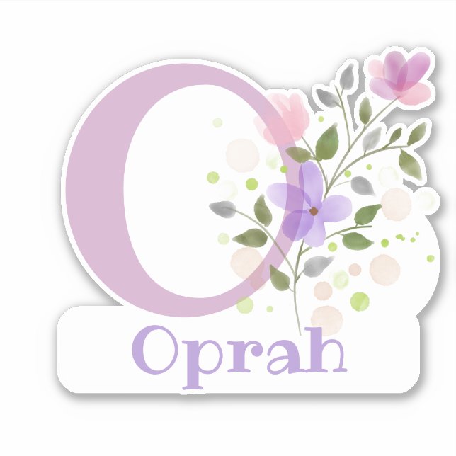 Name Oprah & Initial with Floral Design (Front)