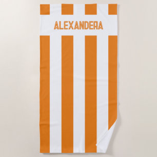 Name Orange Bachelorette Party Beach Towel