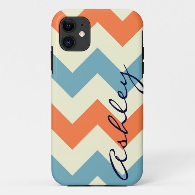 Name orange blue chevron zigzag zig zag pattern id Case-Mate iPhone case (Back)