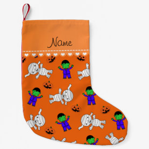 Name orange frankenstein mummy pumpkins small christmas stocking