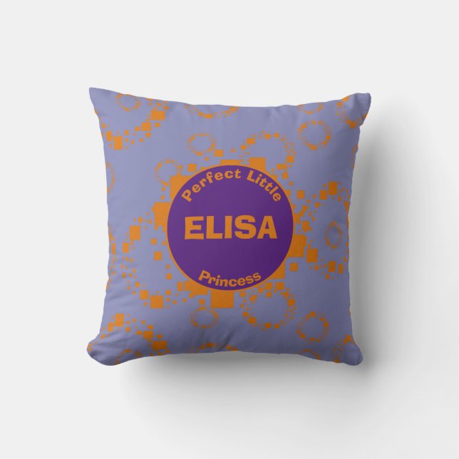 Name Orange Purple Circle Squares Pretty Pattern Cushion (Front)